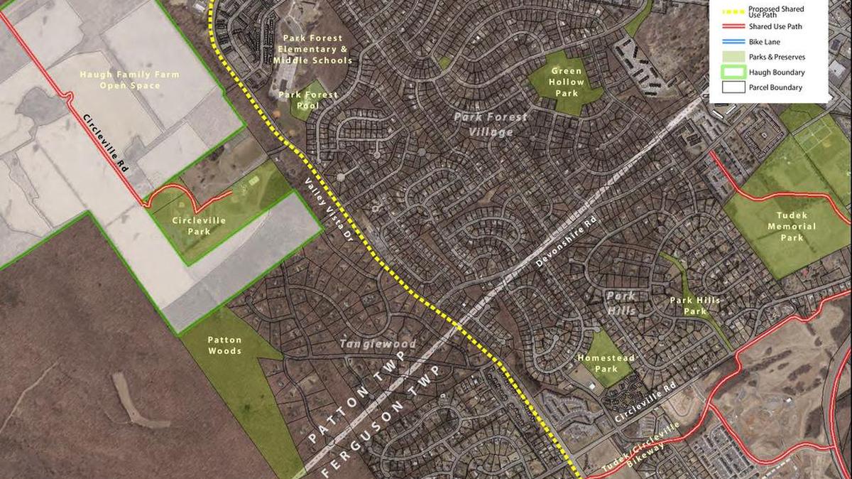 A proposed 10-foot-wide asphalt bicycle and pedestrian path — which received a $1 million grant — will run the length of Valley Vista Drive from Carnegie Drive to the Tudek/Circleville Bikeway and Science Park Path.