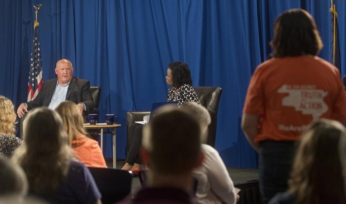 U.S. Rep. Glenn Thompson, R-Howard, answers a question from a community member during a WPSU town hall on Aug. 10, 2017. 