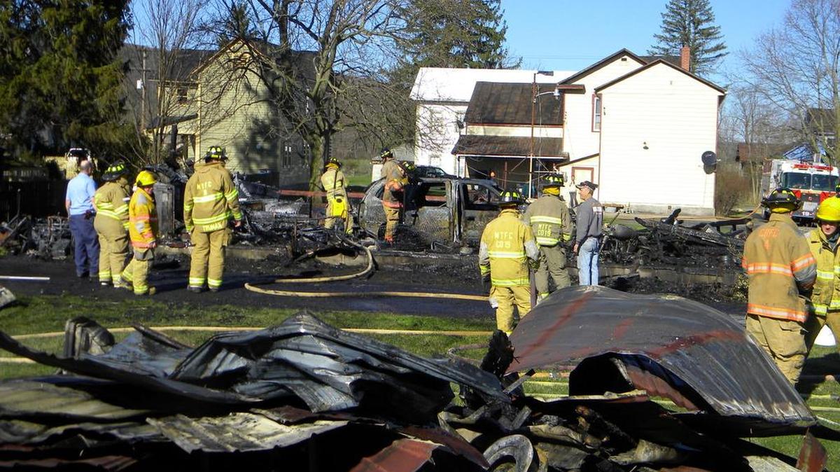 A late-afternoon barn fire in Miles Township Tuesday resulted in a total loss. A car and motorcycle were also lost in the blaze.