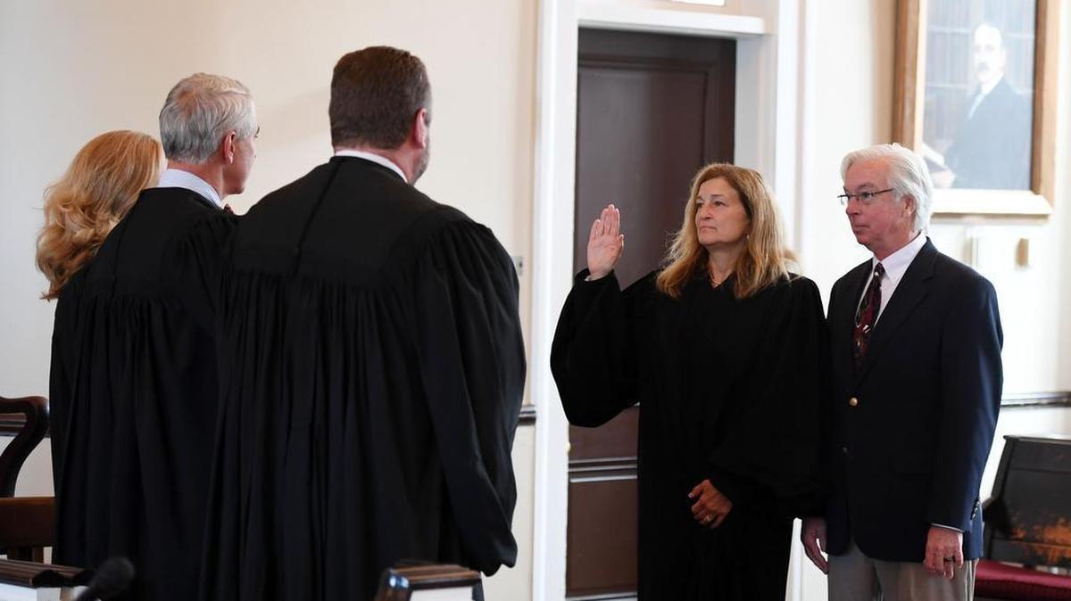 Judge Pamela Ruest is sworn in as president judge of Centre County on Thursday, Sept. 7, 2017 in Bellefonte.