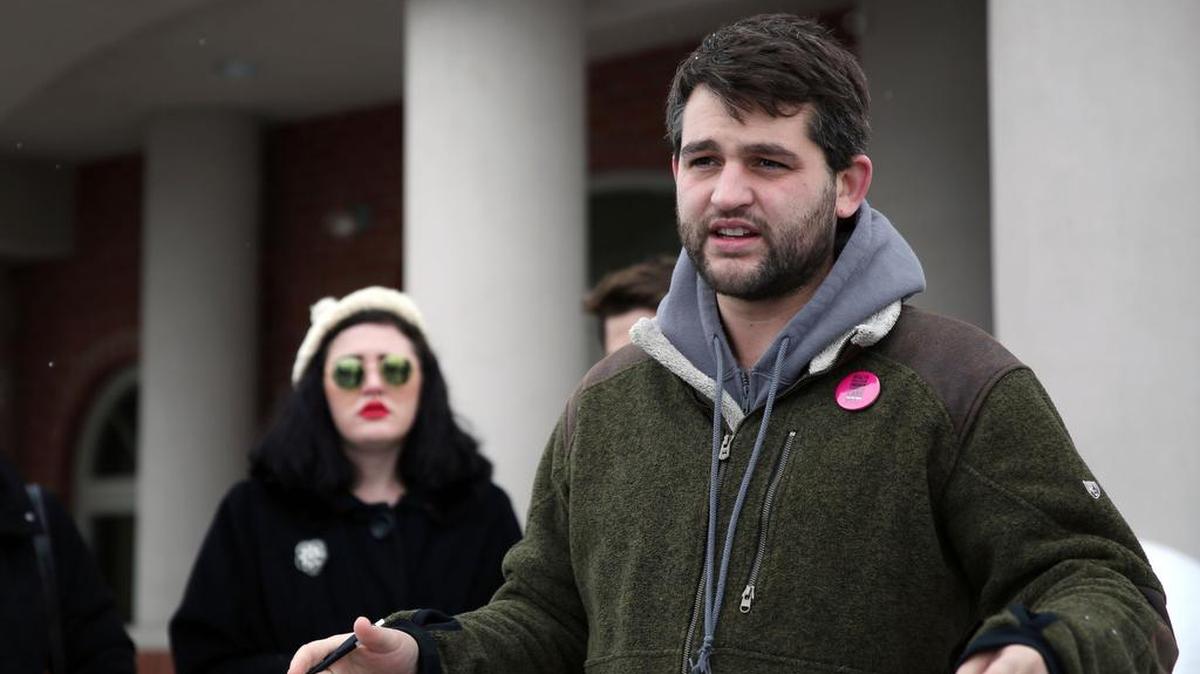 Jared DeLoof speaks to community members wishing to speak with U.S. Rep. Glenn Thompson Thursday, Feb. 9, 2017 at Thompson's office.