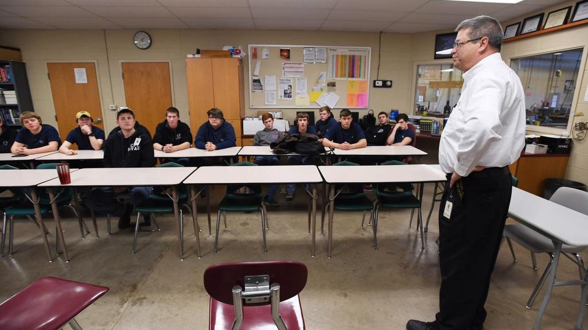 HVAC instructor Ken Hassinger speaks to his class on Jan. 19 at Central Pennsylvania Institute of Science and Technology. Hassinger has taught at CPI for 13 years and worked in the field for almost 30 years before that.