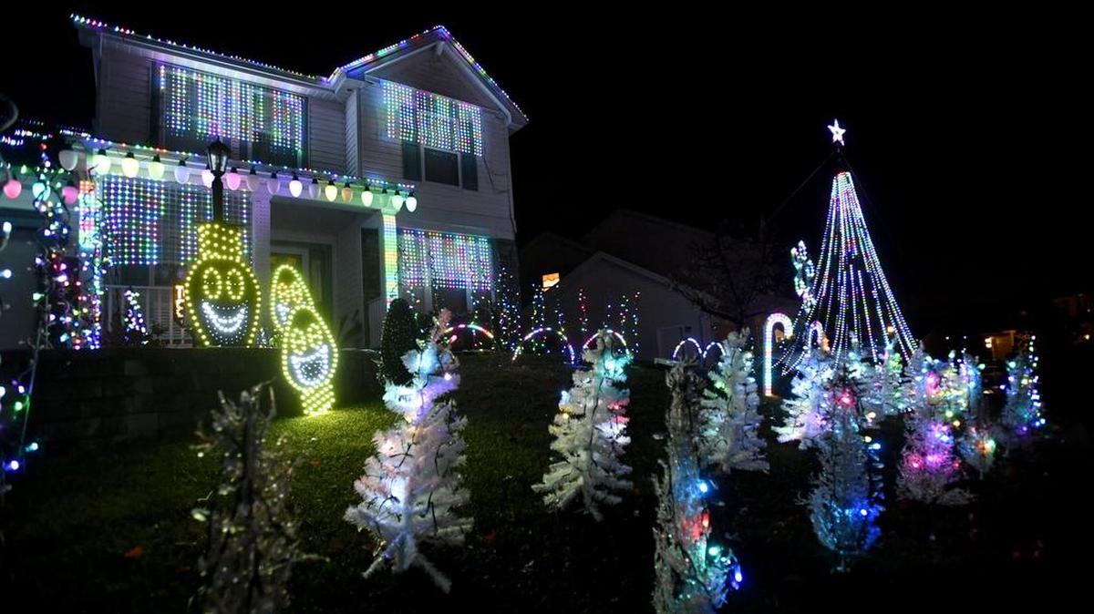 Lights flash along to the music at the Stoner's home on Harvest Run Road on Dec. 5, 2017. The family raised more than $2,000 for the Jared Box Project, doubling their goal.