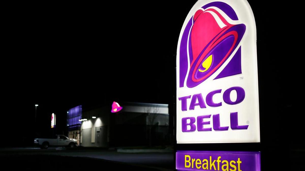 A Taco Bell sign outside a restaurant in Shelbyville, Kentucky, on Monday, Oct. 30, 2017.