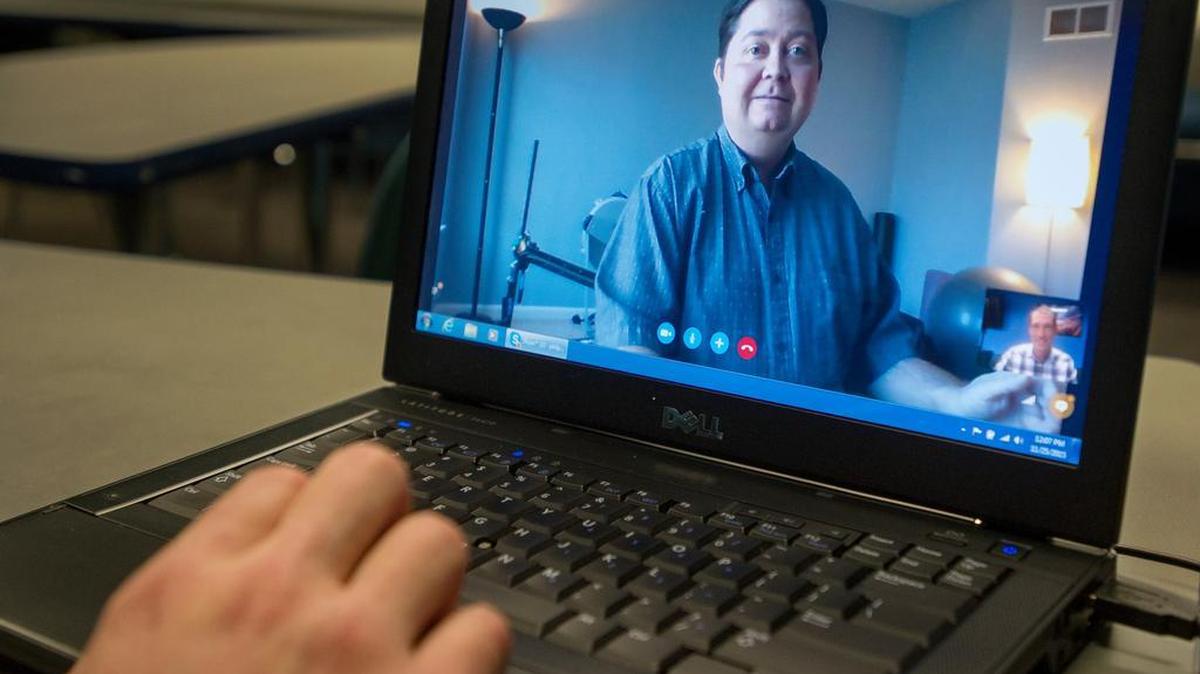 Phil Ponsolle skypes with friend Joe Varano on Wednesday, November 25, 2015.