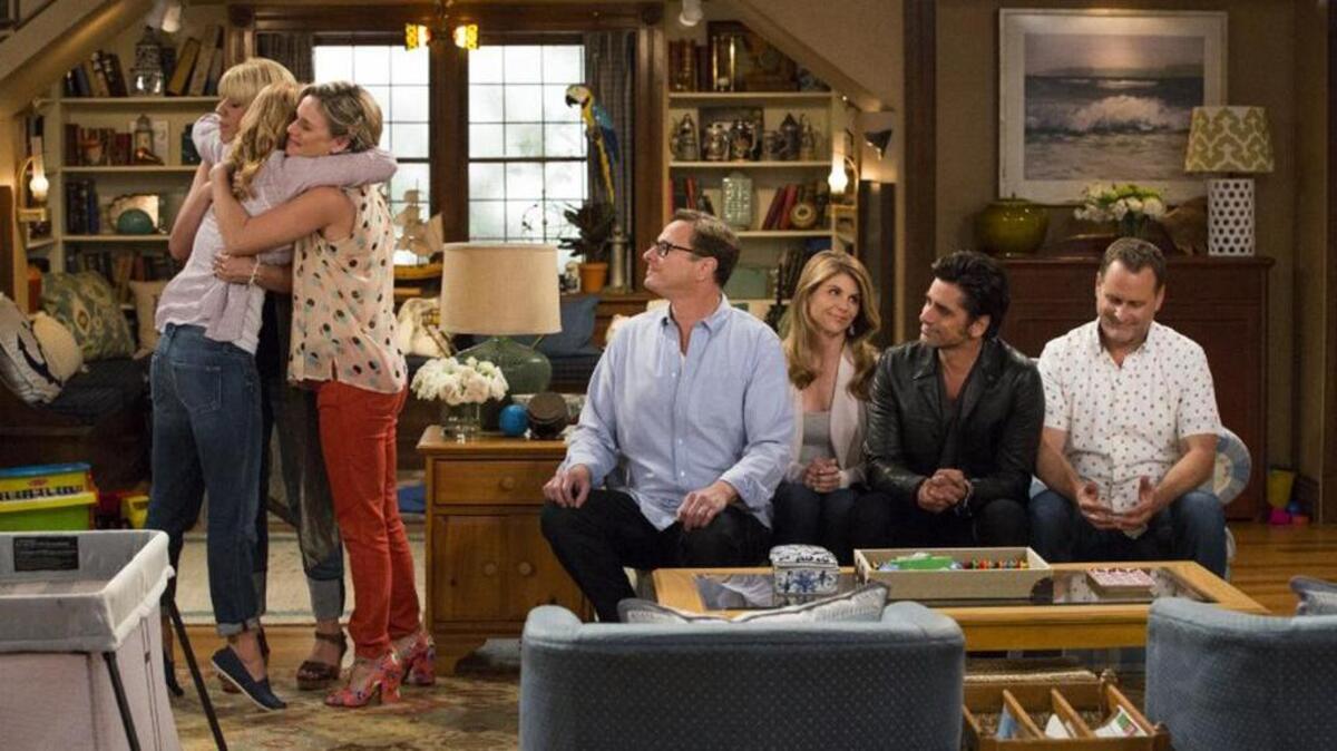 “Fuller House” seems to consist entirely on a diet of pure nostalgia, a smorgasbord of familiar faces, places and lines.