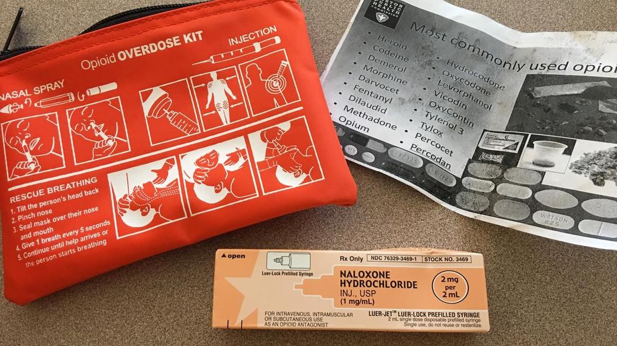Opioid overdose kits containing a dose of naloxone, such as this, are carried by law enforcement officers throughout Centre County who may be called upon as first responders to revive an unresponsive person.