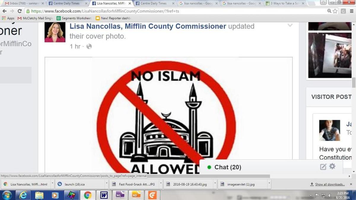 This is a screen grab of Mifflin County Commissioner Lisa Nancollas’ page on Saturday.