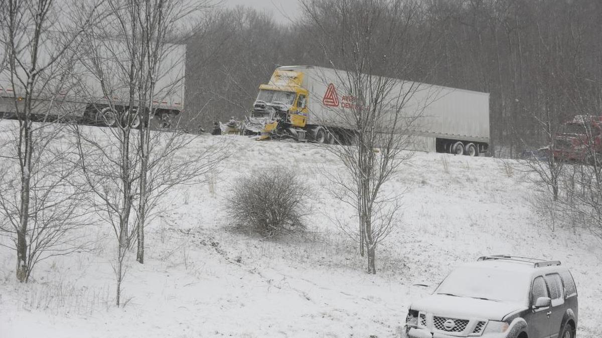 Multiple vehicles were involved in chain-reaction crashes Friday on Interstate 80 west of Snow Shoe. These vehicles were eastbound.