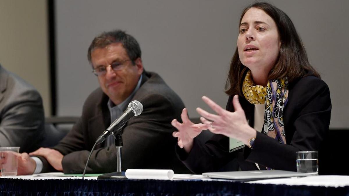 Hari Osofsky shares her thoughts during the panel discussion about the future of energy to wrap up the Penn State Energy Days on Tuesday.