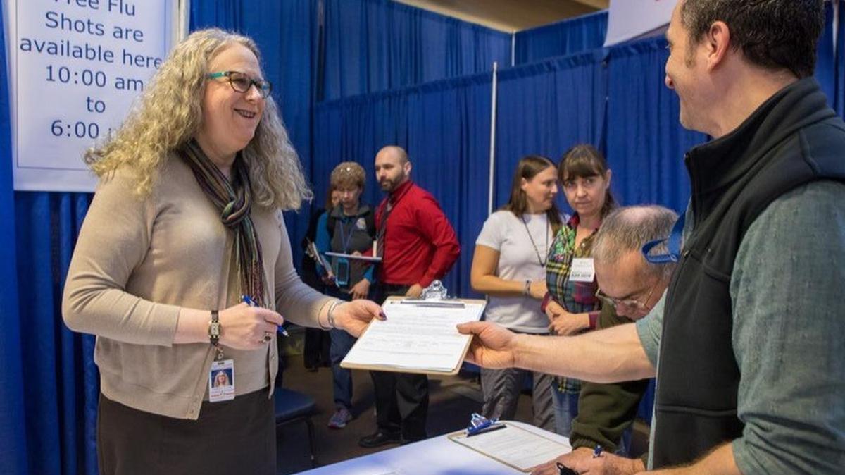 Acting Health Secretary and Physician General Dr. Rachel Levine joined nurses from Penn State Health Milton S. Hershey Medical Center at the 102nd Pennsylvania Farm Show on Jan. 11 to provide free flu shots to the public. Influenza is sweeping the country, with 47 death reported in Pennsylvania so far this season.