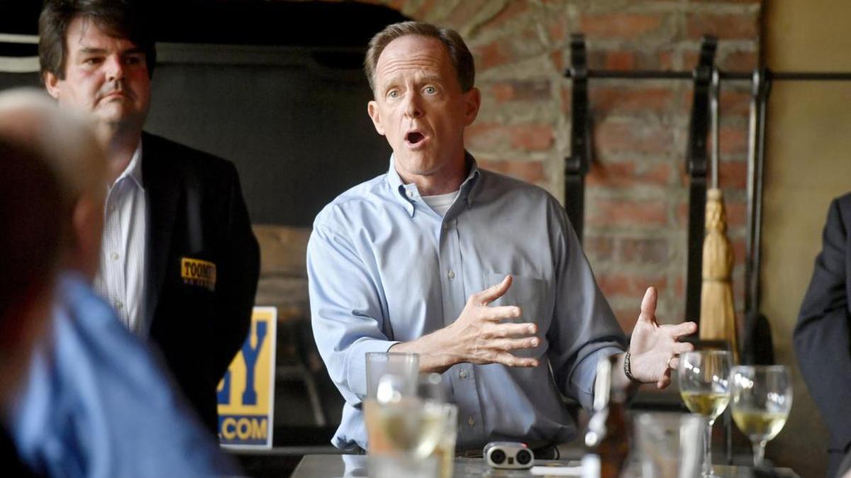 United State Senator for Pennsylvania Pat Toomey addresses local supporters at Champs Bar and Grill in State College on Tuesday.