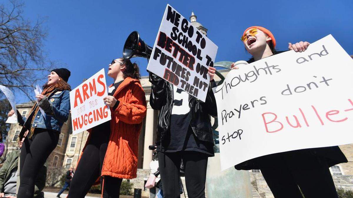 State College Area seniors led hundreds of students and community members through town for the "March for Our Lives" demonstration on Saturday, calling for stricter gun control legislation.