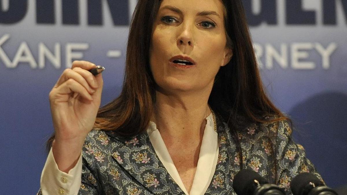 Pennsylvania Attorney General Kathleen Kane speaks about the 147-page report on sexual abuse in the Altoona-Johnstown Diocese was made public at a news conference, on March 1.