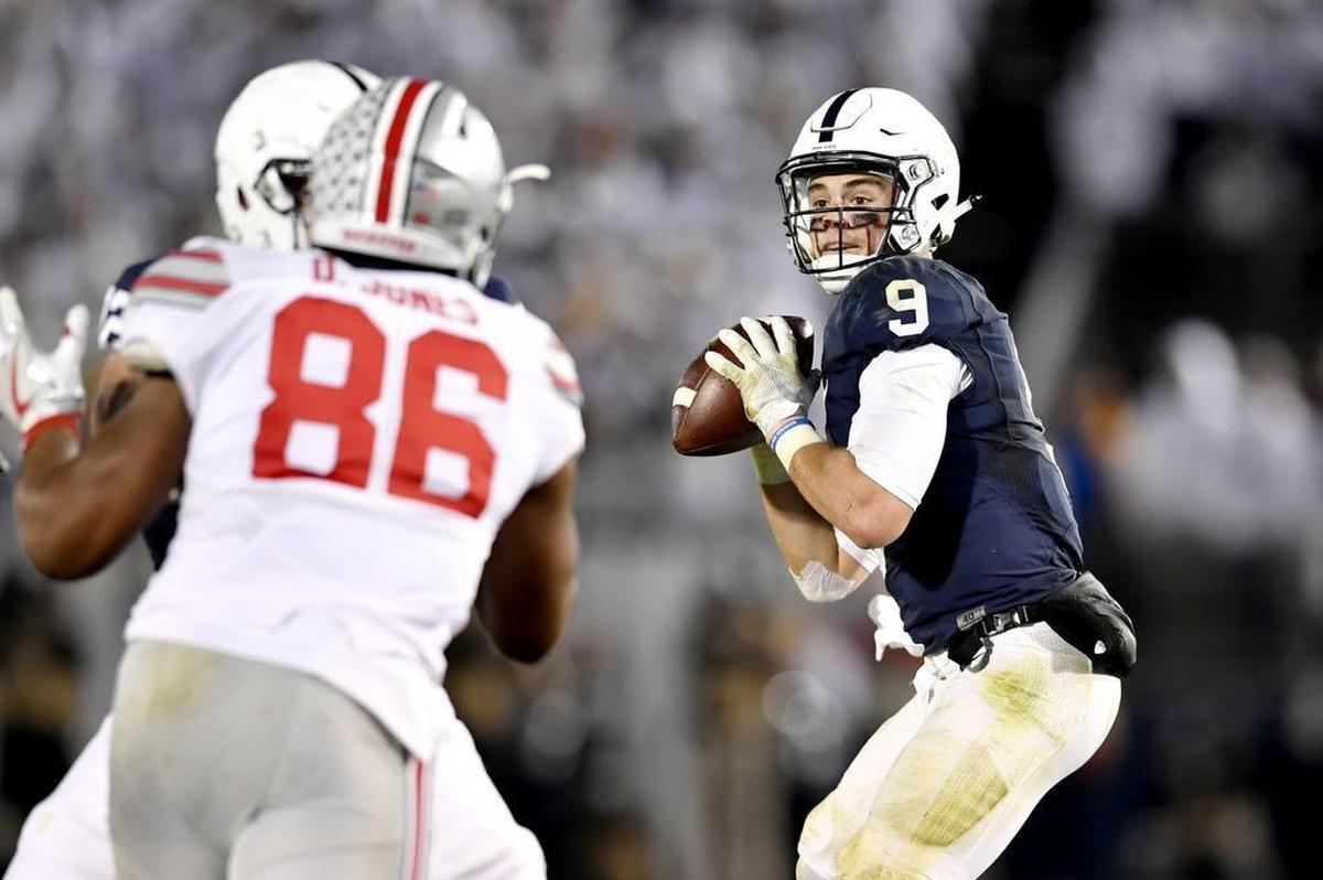 Penn State quarterback Trace McSorley looks for an open teammate during the Saturday, Oct. 22, 2016 White Out game against Ohio State in Beaver Stadium.