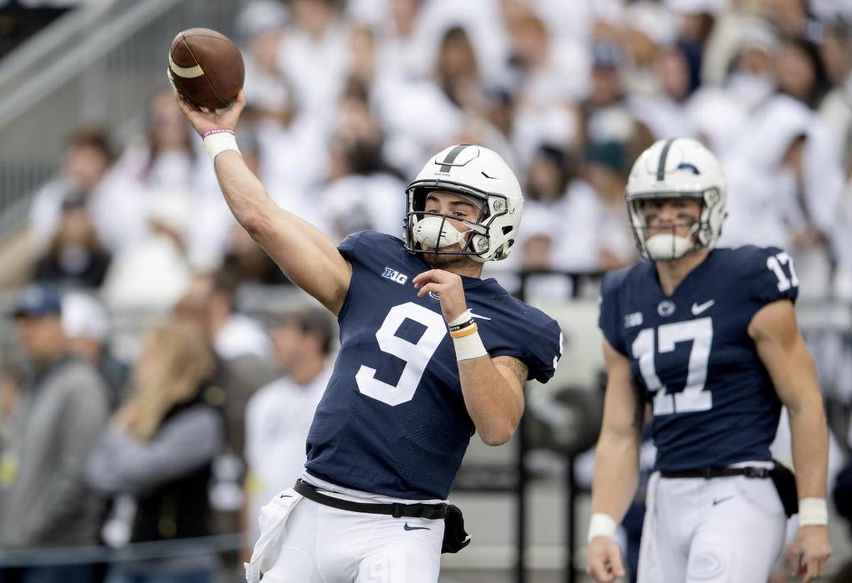 Penn State quarterback Trace McSorley warms up for the homecoming game against Michigan State on Saturday, Oct. 13, 2018.