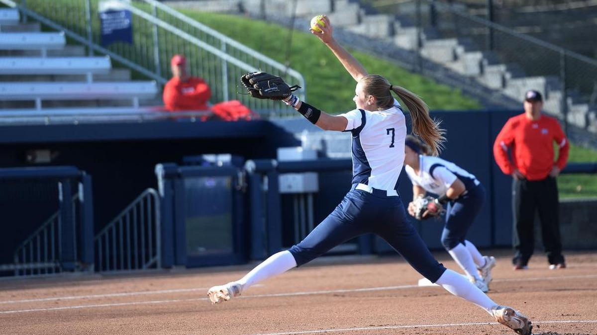 Penn State pitcher Marlaina Laubach winds up for the pitch against St. Francis during Wednesday’s game at Beard Field. Penn State shut out St. Francis, 6-0 in the first game of a doubleheader. (For the CDT/Steve Manuel)