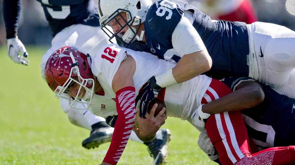 Penn State defensive end Garrett Sickles pulls down Indiana quarterback Zander Diamont last season.