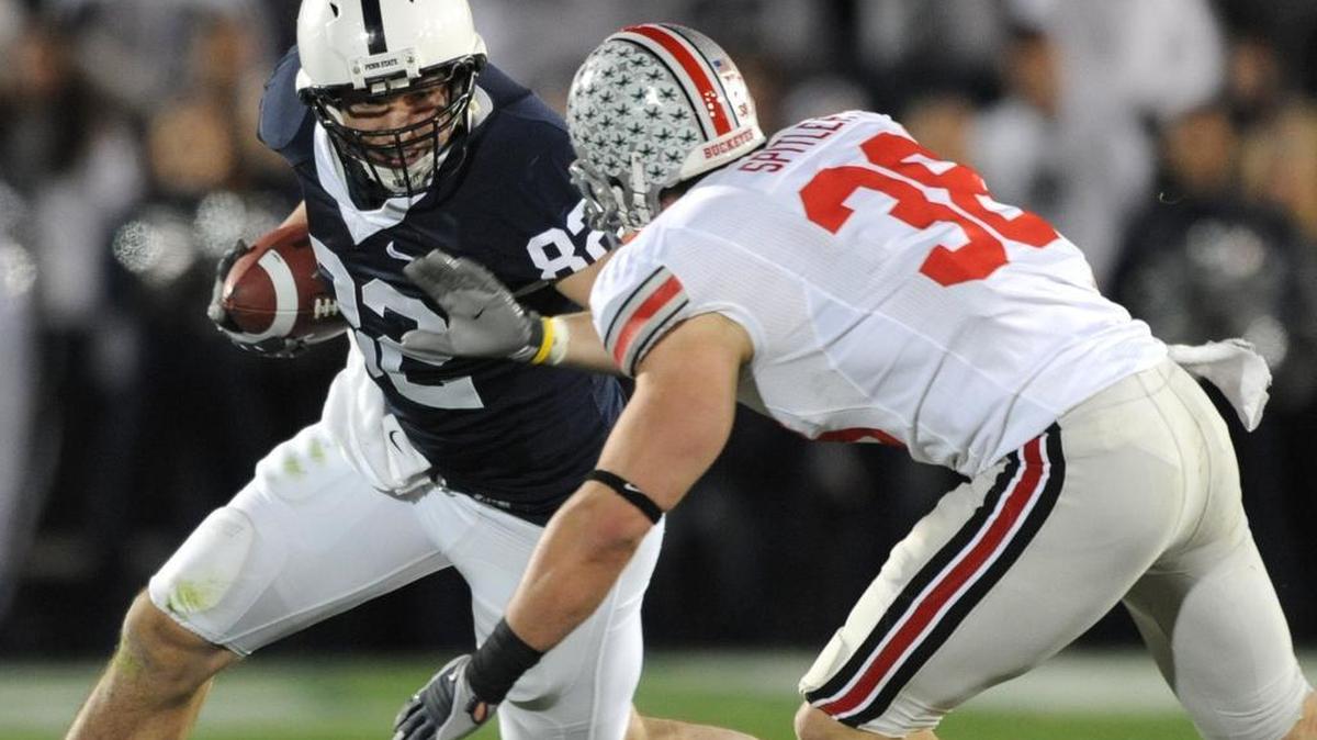 Former Penn State tight end Mickey Shuler Jr. (82) played for seven NFL teams in five seasons, and was a 2010 seventh-round draft pick of the Minnesota Vikings.