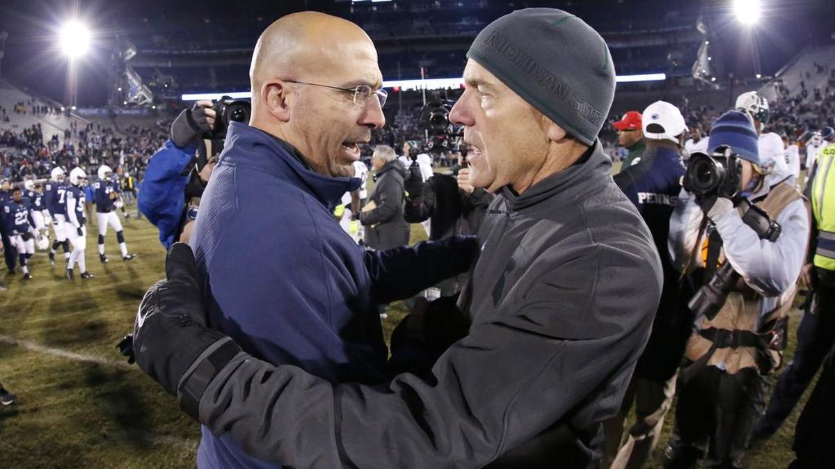 Penn State coach James Franklin and Michigan State coach Mark Dantonio will meet again at noon Saturday in East Lansing, Mich. Dantonio’s aggressive defense is keeping it in games, but the offense has been lacking consistency.