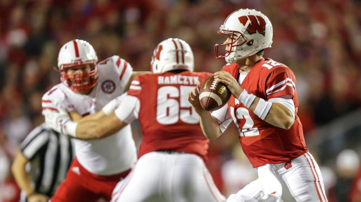 Wisconsin quarterback Alex Hornibrook looks to pass against Nebraska during the second half of an NCAA college football game Saturday, Oct. 29, 2016, in Madison, Wis. Wisconsin beat Nebraska 23-17 in overtime. (AP Photo/Andy Manis)