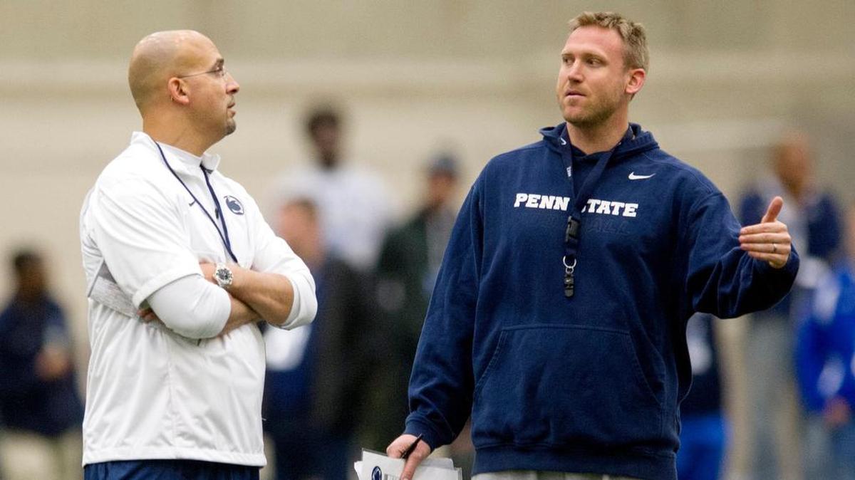 Penn State football coach James Franklin addressed the promotion of offensive coordinator Ricky Rahne by saying, “In a perfect world, I’d like to promote from within and keep the same schemes so it’s less change for the players.”