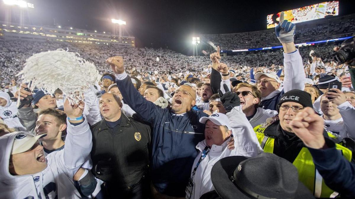 Penn State football coach James Franklin celebrates with the home crowd after the 24-21 win over Ohio State on Oct. 22, 2016, at Beaver Stadium. Although there were several moments to choose from, that’s what we’re picking as Franklin’s top moment since taking over as the Nittany Lions’ head coach.