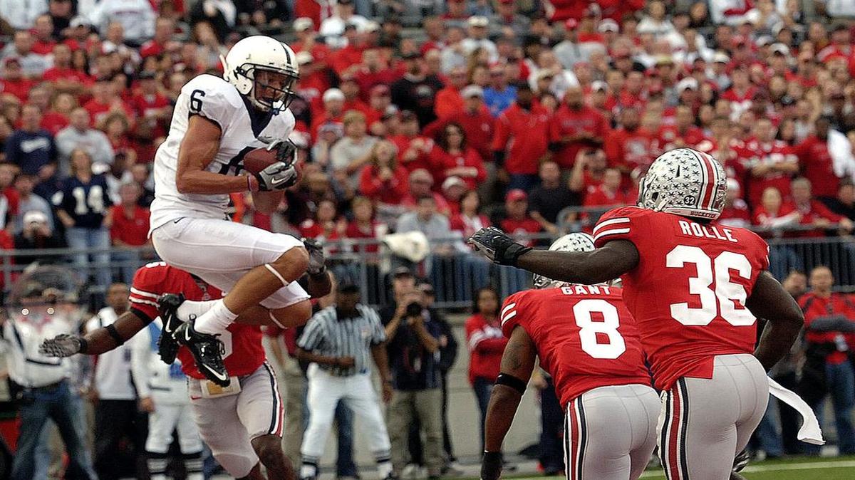 Penn State’s Derek Moye (catches a touchdown pass against Ohio State.