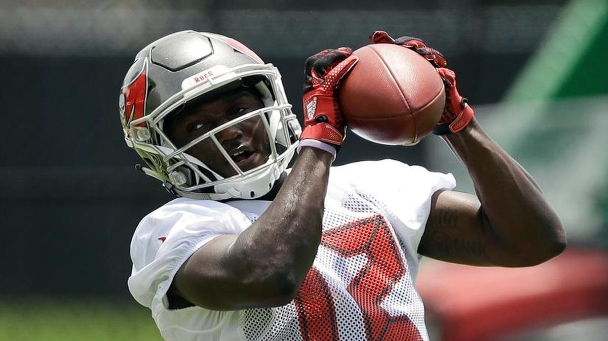 Tampa Bay Buccaneers wide receiver Chris Godwin makes a catch during NFL football minicamp earlier this month. The former Nittany Lion has already been compared to Roddy White, who finished his 11-year career with 10,863 receiving yards.