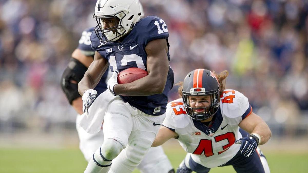 Penn State wide receiver Chris Godwin runs past Illinois linebacker Mason Monheim last season.