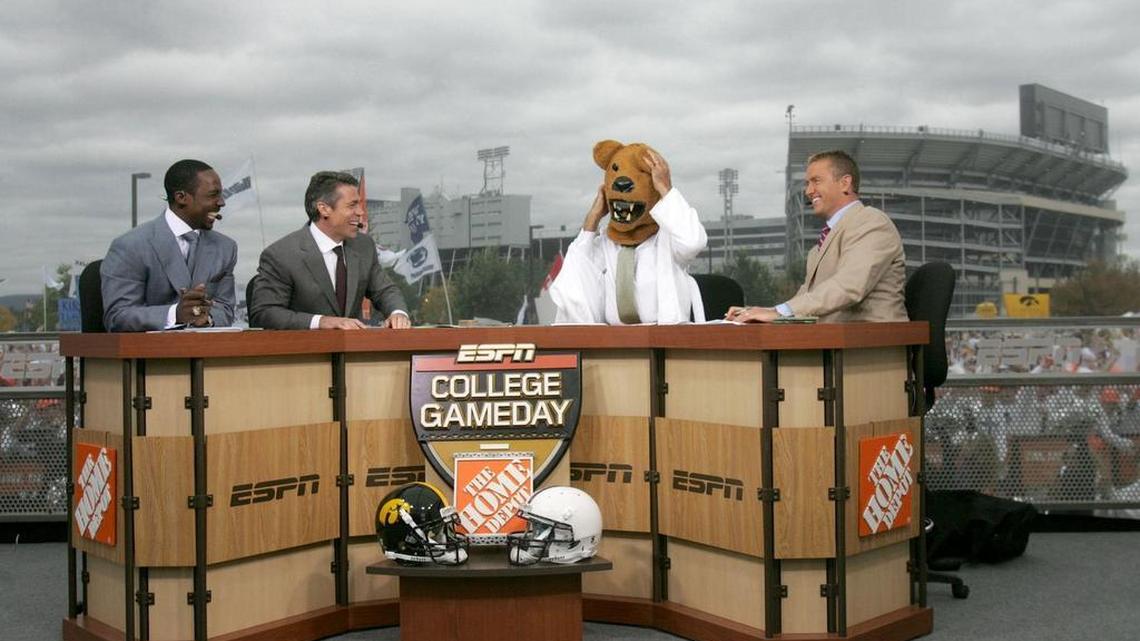 Chris Fowler (middle left) returns to State College this weekend, where he spent formative years going to games at Beaver Stadium and Memorial Field.