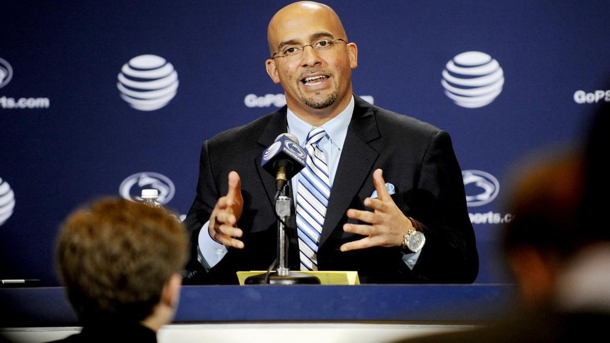 James Franklin talks to the media after being named Penn State football coach on Jan. 11, 2014 at Beaver Stadium. Franklin is the 16th coach to lead the Nittany Lions.