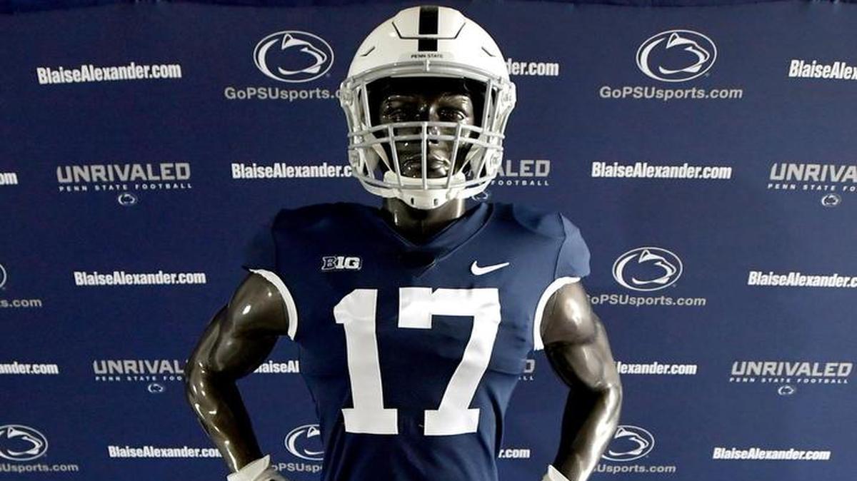 Penn State football announced their “generations of greatness” uniform that the team will wear for the September 30 game against Indiana during a press conference on Thursday, June 15, 2017. White cleats like those worn in the 1979 Sugar Bowl and stripped socks the Nittany Lions wore from 1970-1972 are part of the uniform.