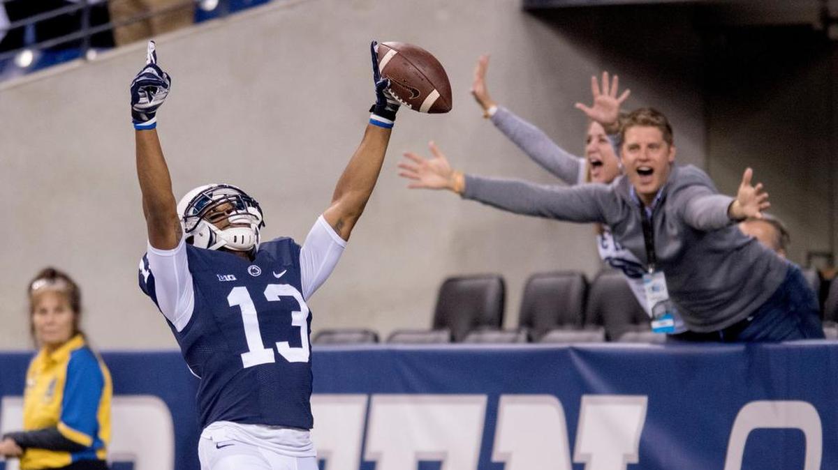 Penn State wide receiver Saeed Blacknall, seen here celebrating his touchdown last season in the Big Ten championship, and the rest of the Nittany Lions are looking to earn a spot in the College Football Playoff this season. And that goal hinges on just what PSU does over these next three games.