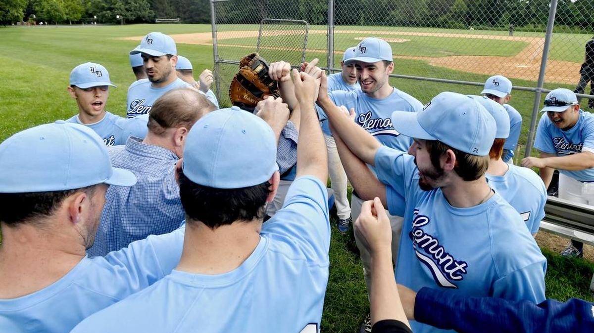 The Lemont Ducks bring it in before Tuesday’s game against the Howard Hawks at Spring Creek Park. The Ducks — who remain good friends with former teammate and Penn State long snapper Tyler Yazujian — still can’t help but laugh whenever they recall some of Yaz’s memorable antics.