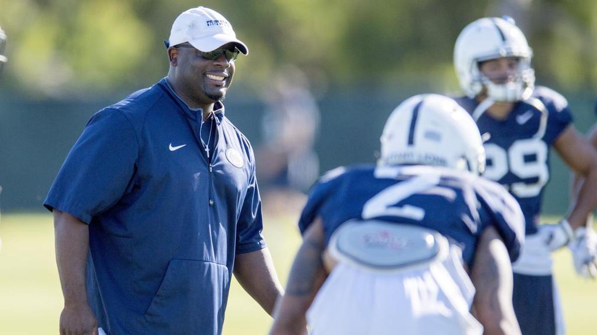 Penn State defensive line coach Sean Spencer should be all smiles after securing a commitment from four-star defensive end Hakeem Beamon.