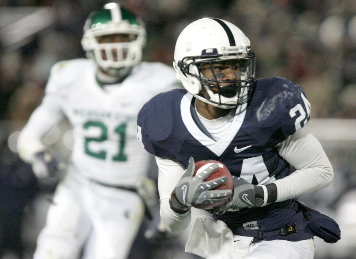 Penn State’s Jordan Norwood looks downfield against Michigan State at Beaver Stadium on Saturday, Nov. 22, 2008.