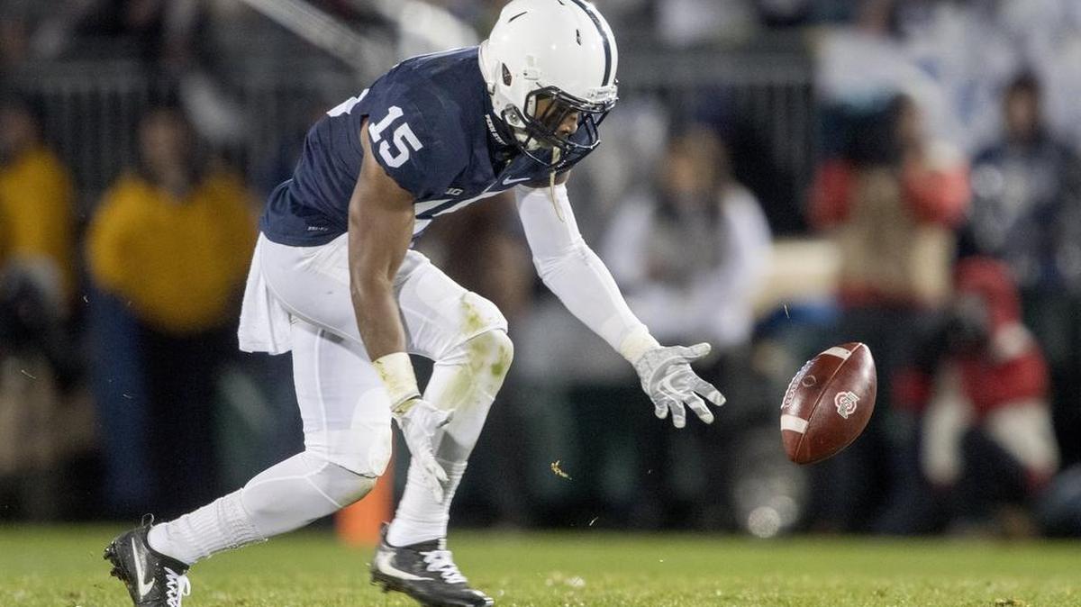 Penn State’s Grant Haley recovers a blocked field goal and returns it 60 yards for the game-winning touchdown during the Nittany Lions’ 24-21 upset of No. 2 Ohio Stat on Saturday at Beaver Stadium.
