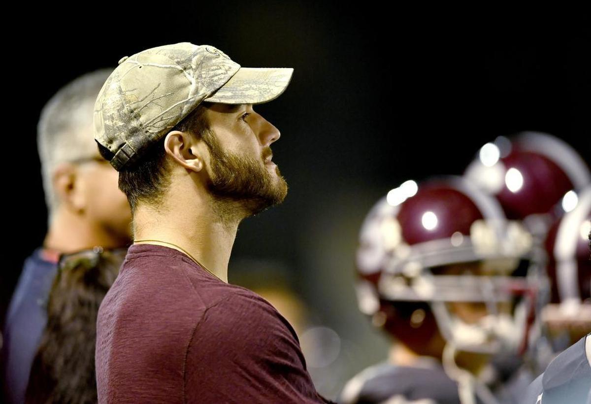 Former State High standout Nate Stupar watches his alma mater in 2016 at Memorial Field. Stupar was signed by the New York Giants on Wednesday to continue his seven-year NFL career.