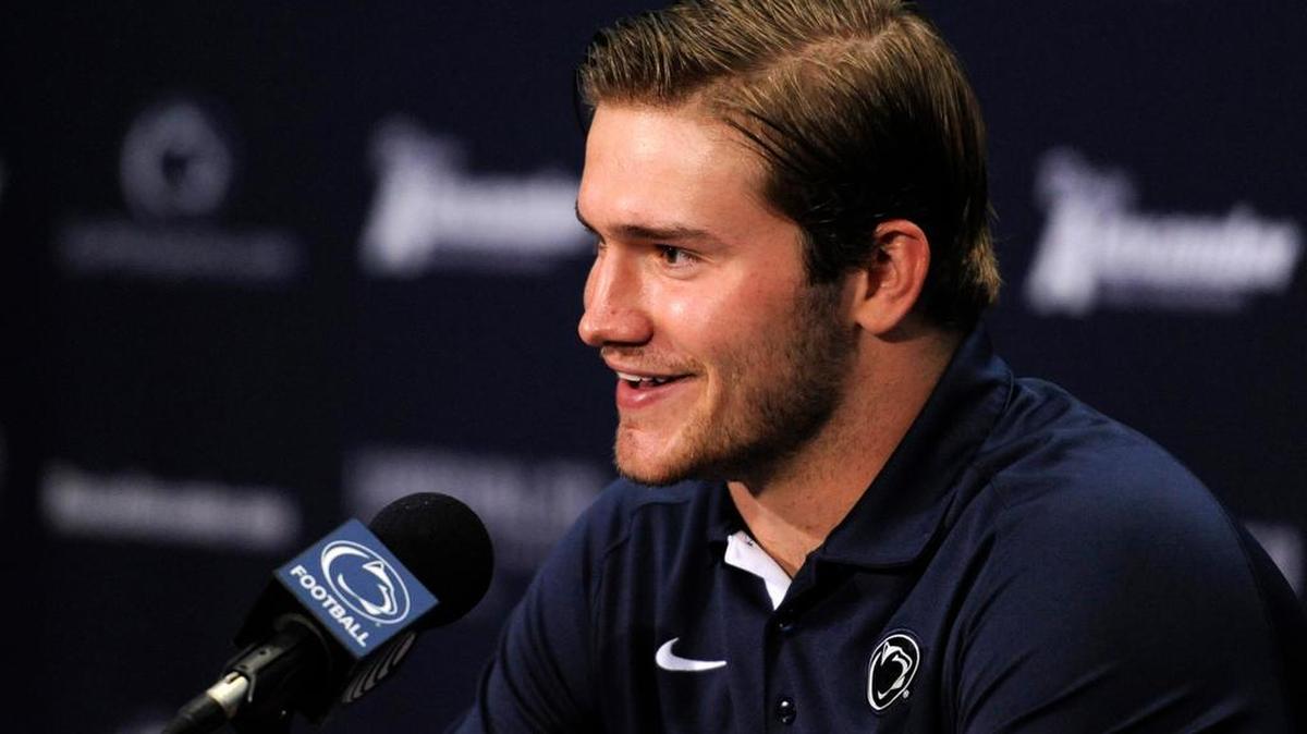 Ben Kline speaks during the Penn State football weekly press conference in Beaver Stadium October 6, 2015.