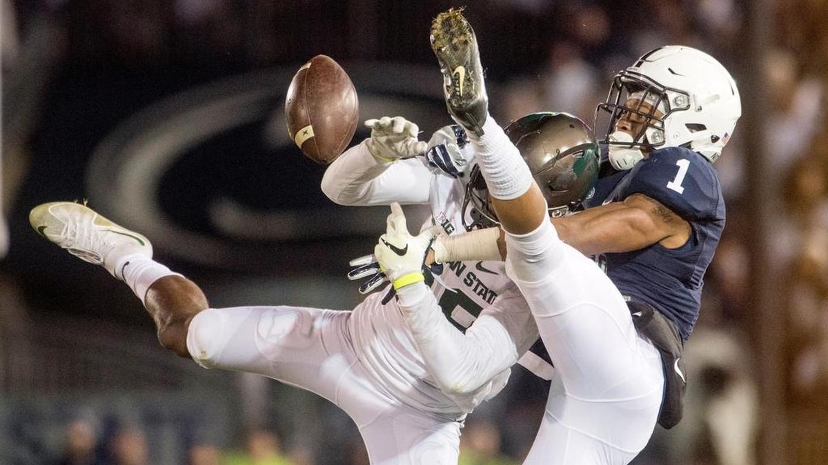 Penn State cornerback Christian Campbell (1) and the rest of the Nittany Lions have the potential to come away with quite a few turnovers Saturday. PSU has the second-most takeaways among Power 5 teams, while the Spartans have fumbled it 23 times this season and lost 10.