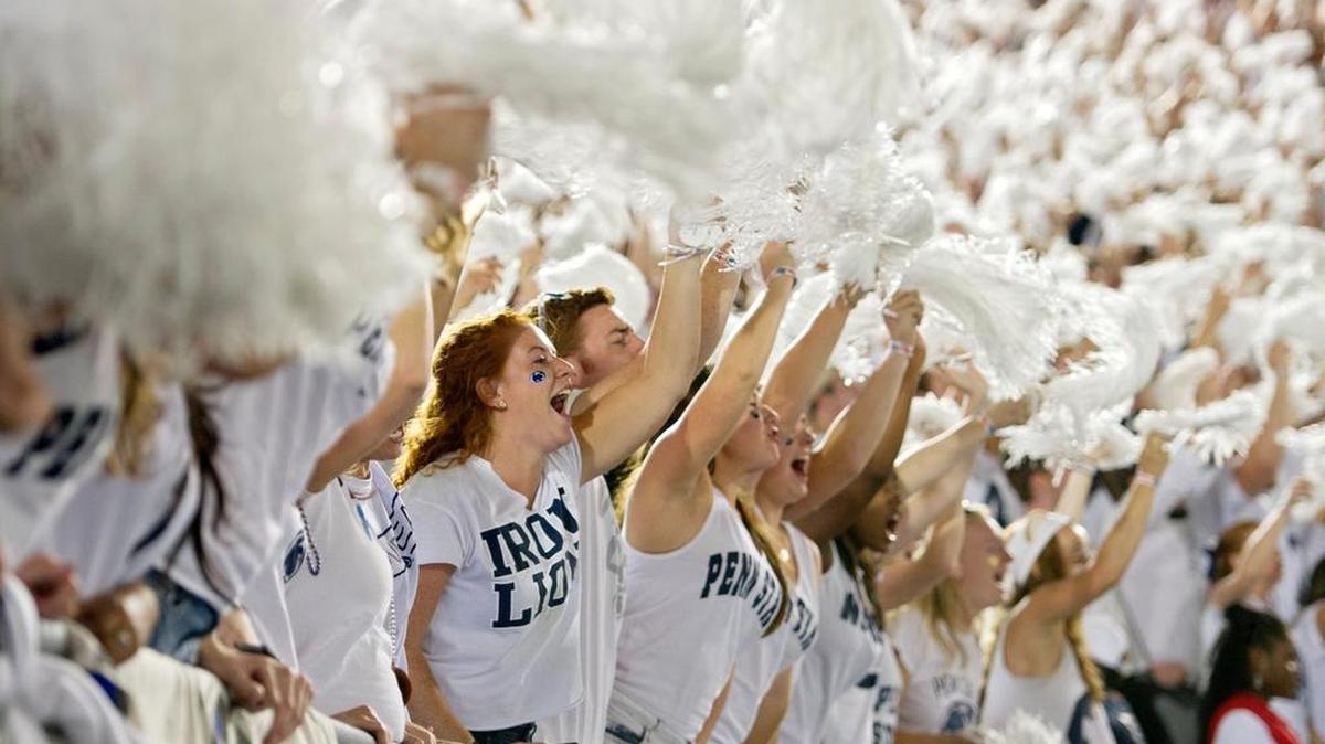 The Penn State student section cheers on the Nittany Lions in their game against Rutgers on Saturday, September 19, 2015 at Beaver Stadium. Penn State won, 28-3.