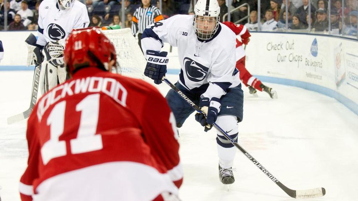 Penn State defenseman Luke Juha (4) was named the Big Ten’s No. 3 star in the conference’s weekly three-star awards Tuesday.