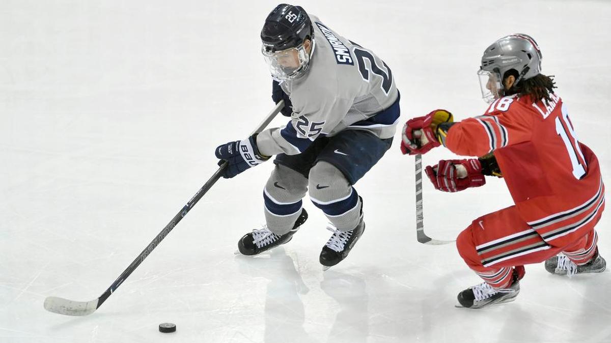 Penn State’s Denis Smirnov, seen here last season against Ohio State, will return to the ice Friday and Saturday as the Nittany Lions are set to visit the Buckeyes.