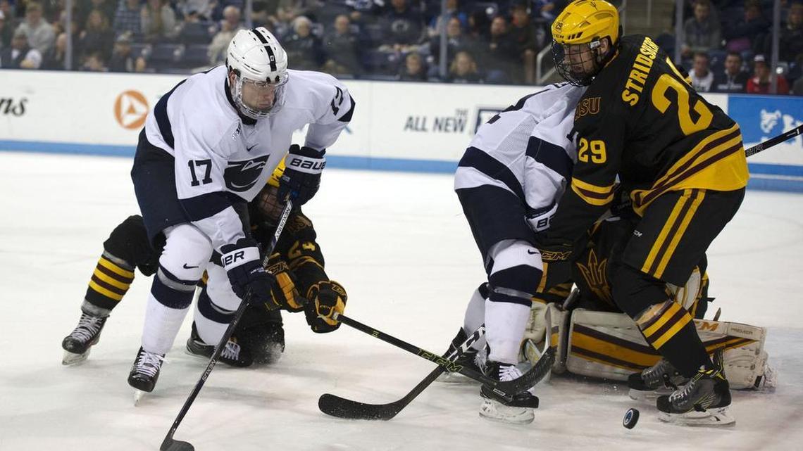 Penn State forward Zach Saar (17) is one of five seniors on this year’s Nittany Lion hockey team.