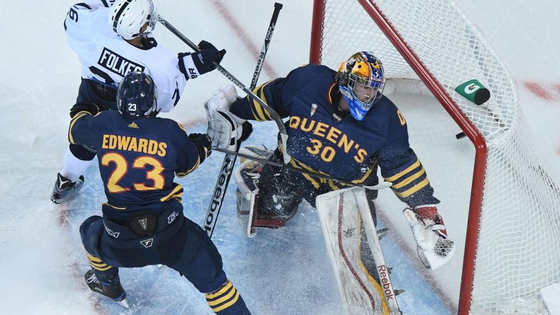 Penn State’s Liam Folkes, left, has teamed up with Nate Sucese and Brandon Biro (not pictured) to be a solid line for the Nittany Lion men’s hockey team.
