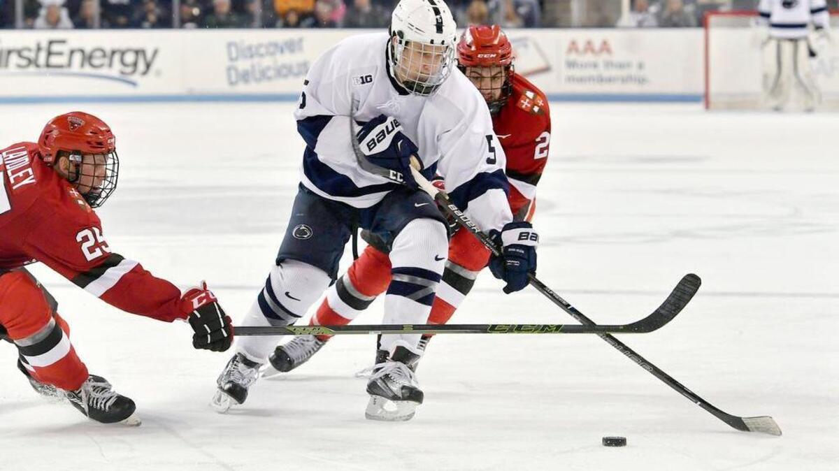 Penn State’s Kevin Kerr, seen here last season, is back on the ice after recovering from an injury suffered Feb. 10. “I feel great, and it’s really exciting to be back out there with the team,” he said.