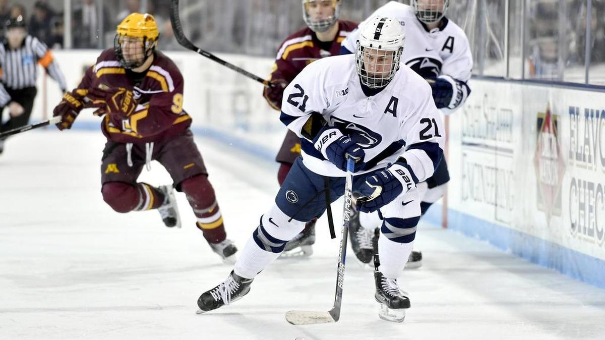 Penn State’s Ricky DeRosa (21) is one of five seniors who will be honored Saturday night for Senior Night before the No. 11 Nittany Lions host No. 16 Wisconsin.