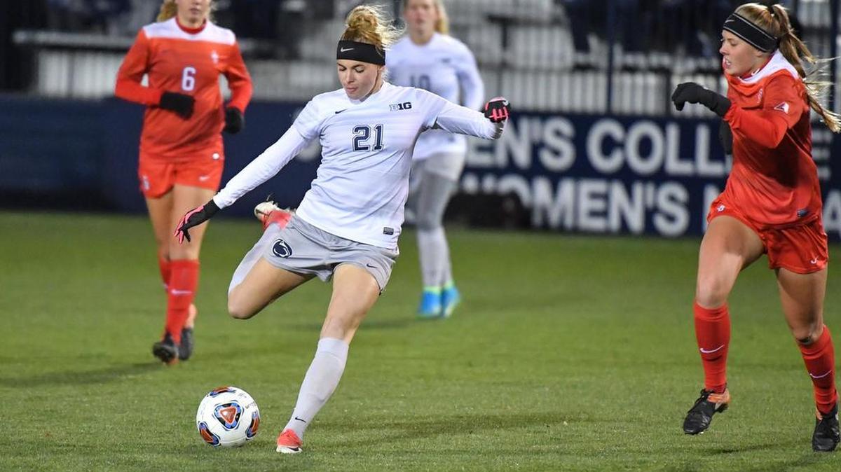 Penn State’s Laura Freigang (21) and the rest of the Nittany Lions will play No. 1 Stanford in the NCAA quarterfinals at 5 p.m. Friday.