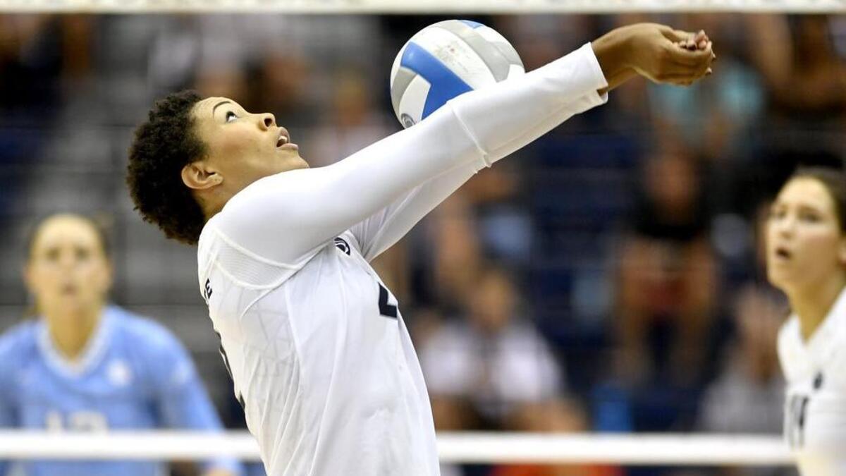 Penn State's Simone Lee, seen here last season, was named the Big Ten Player of the Year on Tuesday. The Nittany Lions also collected honors for Coach of the Year and Defensive Player of the Year.